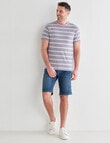 Chisel Ultimate Fashion Stripes Crew Tee, Salmon & Blue product photo View 03 S