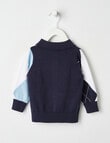 Teeny Weeny All Dressed Up Knit Henley Collared Jumper, Blue product photo View 02 S