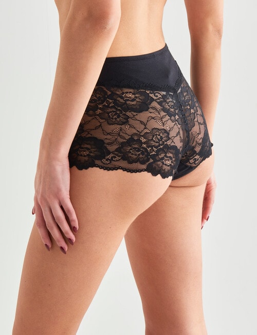 Lyric Light Control Lace Boyleg Brief, Black product photo View 02 L