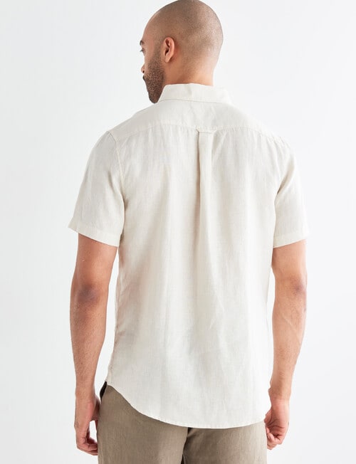 Gasoline Short Sleeve Linen Shirt, Sand product photo View 02 L