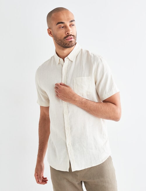 Gasoline Short Sleeve Linen Shirt, Sand - Casual Shirts