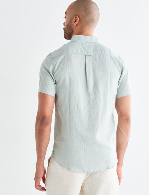 Gasoline Short Sleeve Linen Shirt, Mint - Casual Shirts