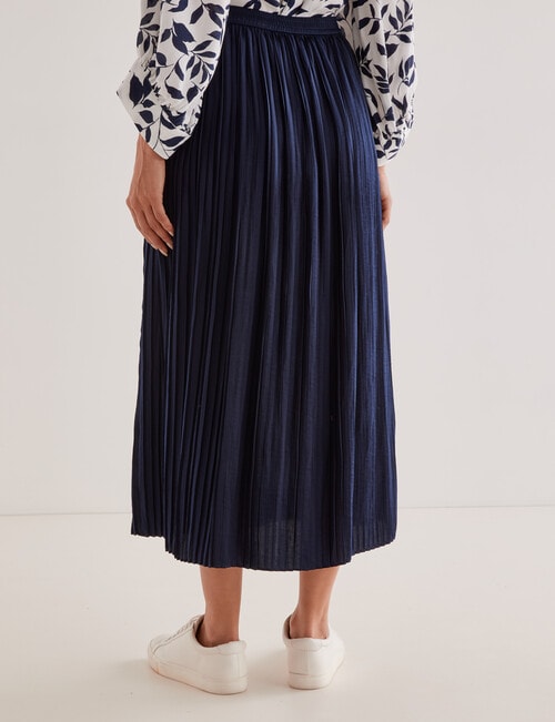 Whistle Pleat Satin Midi Skirt, Midnight product photo View 02 L