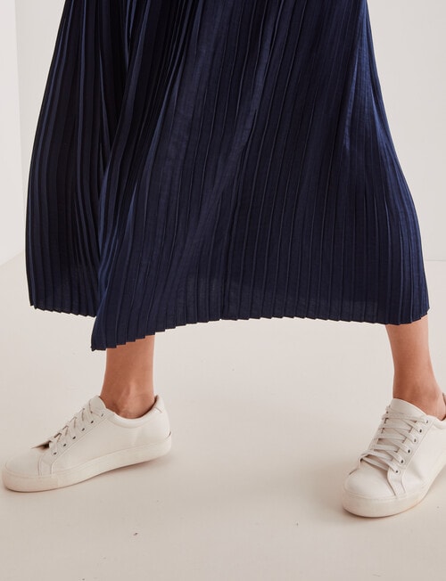 Whistle Pleat Satin Midi Skirt Midnight product photo View 04 L