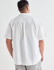 Chisel King Size Cotton-Linen Short Sleeve Shirt, White product photo View 02 S