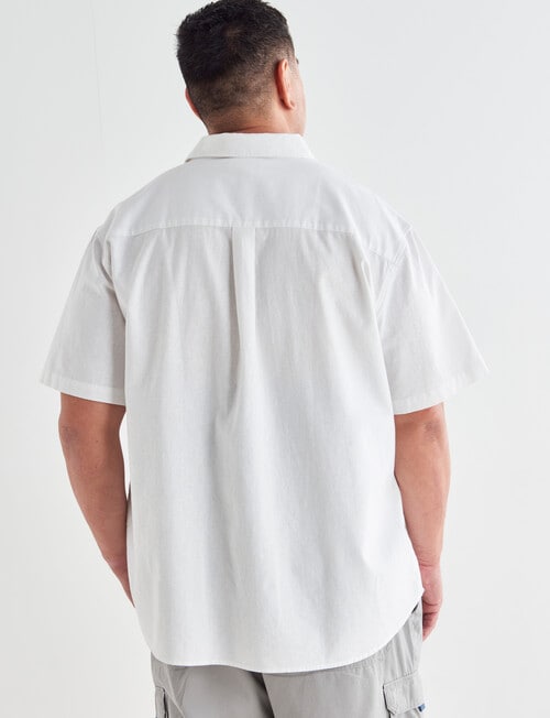 Chisel King Size Cotton-Linen Short Sleeve Shirt, White product photo View 02 L