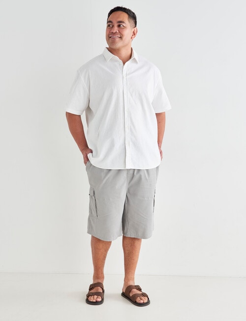 Chisel King Size Cotton-Linen Short Sleeve Shirt, White product photo View 03 L