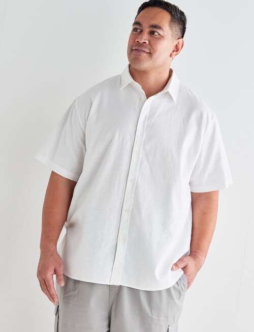 Chisel King Size Cotton-Linen Short Sleeve Shirt, White product photo View 05 L