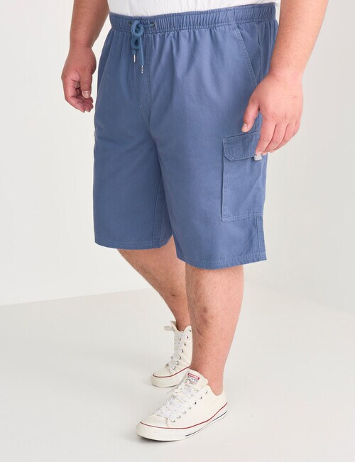 Chisel King Size Elastic Waist Cargo Short, Light Blue Shorts & Swimwear