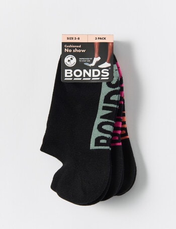 Bonds Logo No Show, 3-Pack, Black product photo