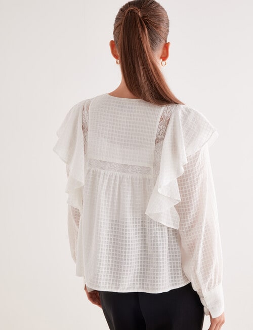 State of play Ezra Lace Ruffle Blouse, White product photo View 02 L