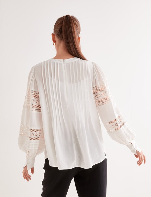 State of play Madden Lace Sleeve Blouse, White product photo View 02 L