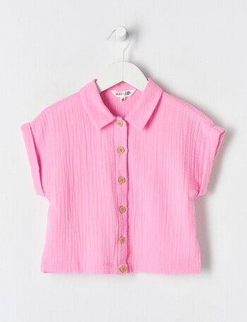 Mac & Ellie Boxy Cotton Shirt, Bright Candy product photo