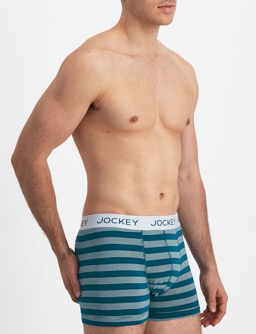 Jockey No Ride Up Stripe Trunk, Teal product photo View 02 L