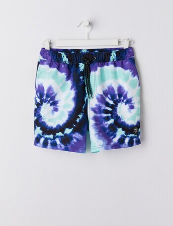 Wavetribe Tie Dye Swim Short, Purple & Aqua product photo