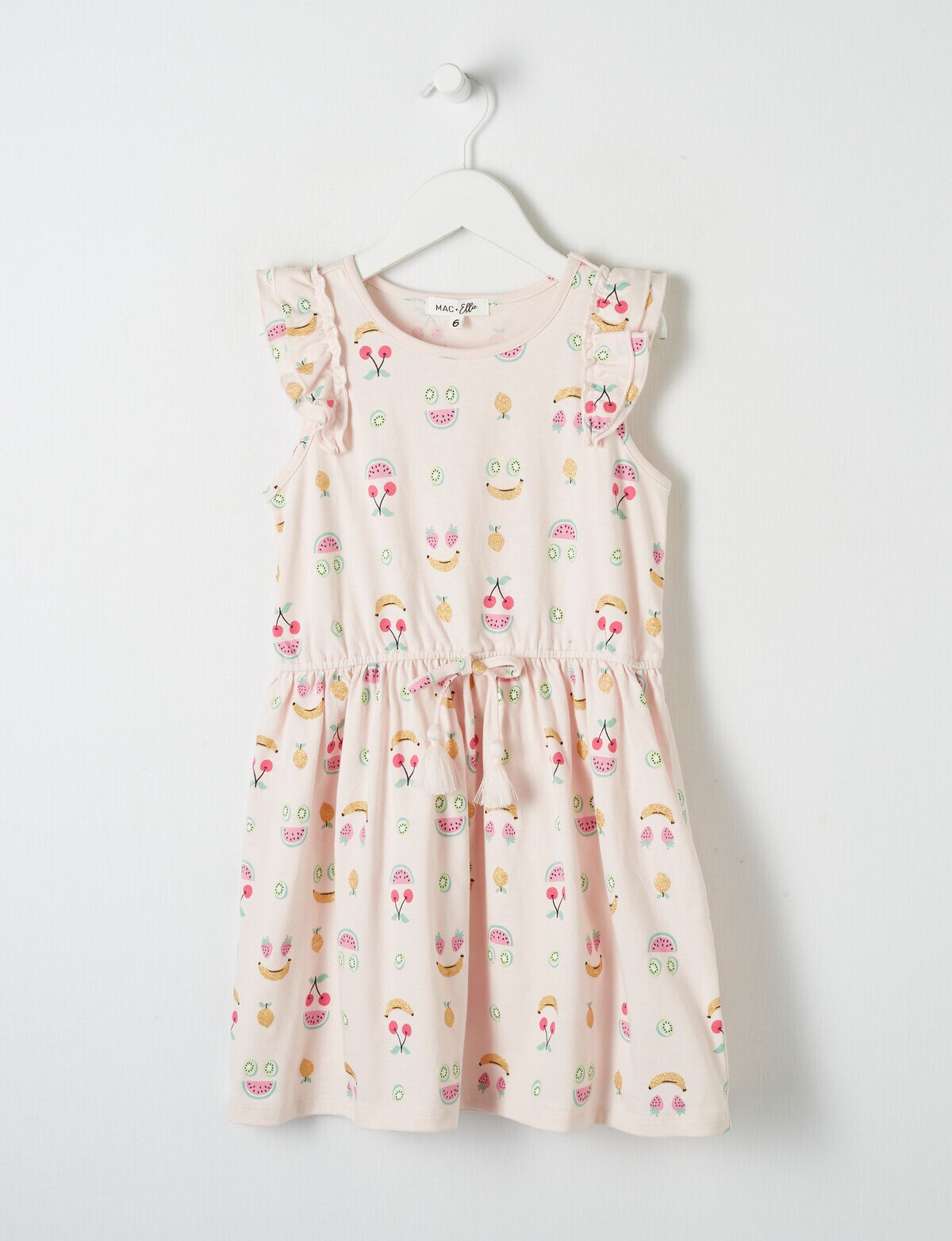 Mac & Ellie Smiley Fruit Short Sleeve Knit Dress, Blush - Dresses