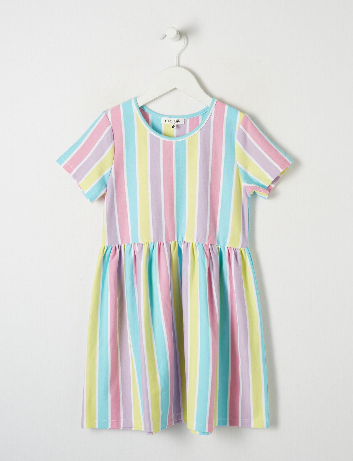 Mac & Ellie Summer Stripe Short Sleeve Knit Dress, Pink - Dresses