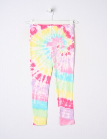 Mac & Ellie Tie Dye Swirl Full Length Legging, White product photo