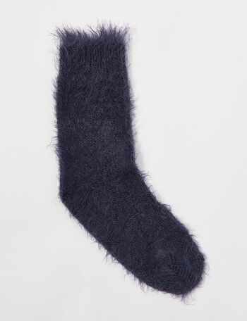 Levante Furry Plush Socks, Navy product photo