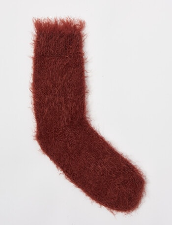 Levante Furry Plush Socks, Rust product photo