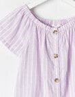 Mac & Ellie Linen Blend Button Front Top, Lilac & White product photo View 02 S