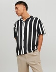 Jack & Jones Resort Stripe Shirt, Black & White product photo View 03 S