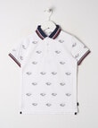 Mac & Ellie Short Sleeve Polo Dinosaur Shirt, White product photo