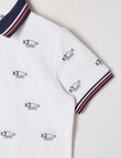 Mac & Ellie Dino Short Sleeve Polo Shirt, White product photo View 02 S