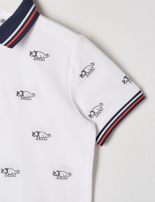 Mac & Ellie Dino Short Sleeve Polo Shirt, White product photo View 02 L