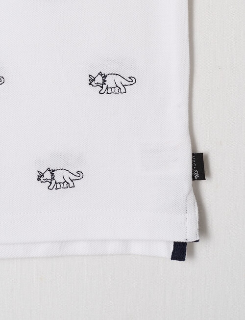 Mac & Ellie Short Sleeve Polo Dinosaur Shirt, White product photo View 03 L