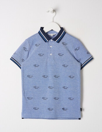 Mac & Ellie Dino Short Sleeve Polo Shirt, Blue product photo