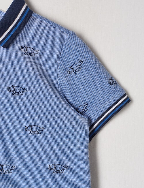 Mac & Ellie Dino Short Sleeve Polo Shirt, Blue product photo View 02 L