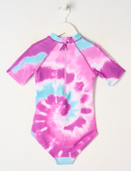 Wavetribe Short Sleeve Rash Suit Tie Dye Swirl, Pink Multi product photo View 02 L