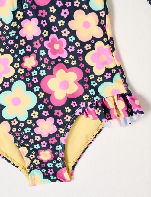 Wavetribe Pop Floral Long Sleeve Rash Suit, Pink & Black product photo View 03 L