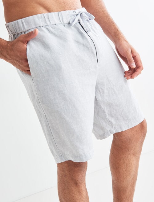 Gasoline Textured Linen Shorts, Cool Blue product photo View 04 L