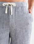 Gasoline Stripe Linen Shorts, Navy & Cream product photo View 04 S