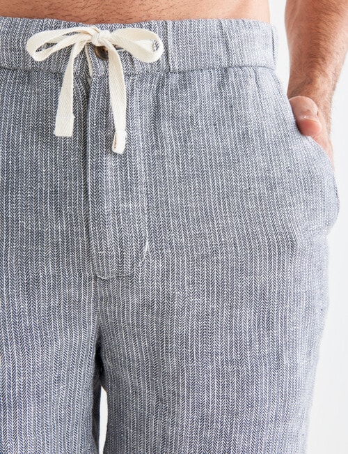 Gasoline Stripe Linen Shorts, Navy & Cream product photo View 04 L