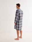 Chisel Woven Check Long-Sleeve Nightshirt, Blue & Grey product photo View 02 S