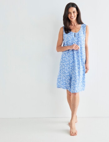 Ruby & Bloom Floral Keyhole Nightie, Blue, 10-26 product photo