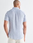 Gasoline Short Sleeve Textured Linen Shirt, Light Blue product photo View 02 S