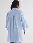 Studio Curve Linen Blend Longline Shirt, Light Blue product photo View 02 S