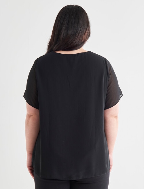 Studio Curve Double Layer Short Sleeve Top, Black product photo View 02 L