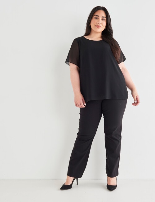 Studio Curve Double Layer Short Sleeve Top, Black product photo View 03 L