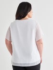 Studio Curve Collection Short Sleeve Double Layer Top, White product photo View 02 S