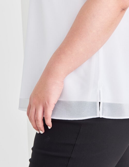 Studio Curve Collection Short Sleeve Double Layer Top, White product photo View 04 L