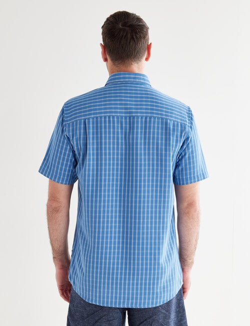 Chisel Check Short Sleeve Soft Touch Shirt, Mid Blue product photo View 02 L