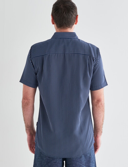 Chisel Check Short Sleeve Soft Touch Shirt, Navy - Casual Shirts