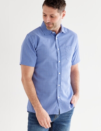 Chisel Check Short Sleeve Soft Touch Shirt, Light Blue product photo