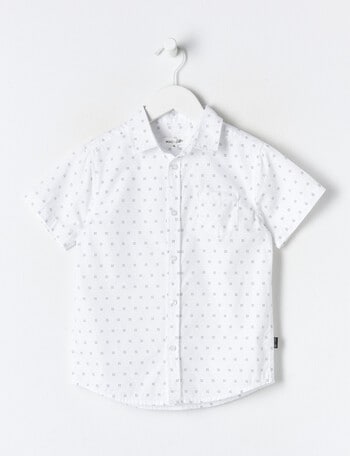 Mac & Ellie Geometric Print Short Sleeve Shirt, White product photo