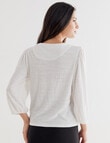 Whistle 3/4 Puff Sleeve Textured Fabric Tee, Ivory product photo View 02 S